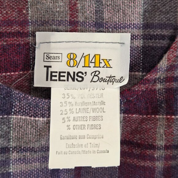 Sears Teens Boutique Plaid Dress Vintage Size 10 - Picture 4 of 9